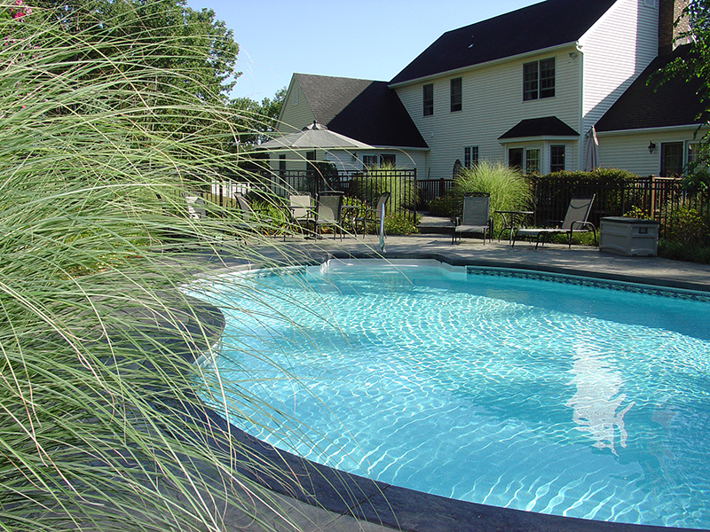 Swimming pool and stamped concrete project example 127